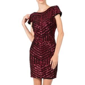 Dress The Population Tabitha Pink Mini Dress Bodycon Sequin Women’s Size S